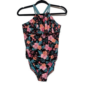 Wonder Nation Girls Youth One‎ Piece Floral Swimsuit Size XL/14-16